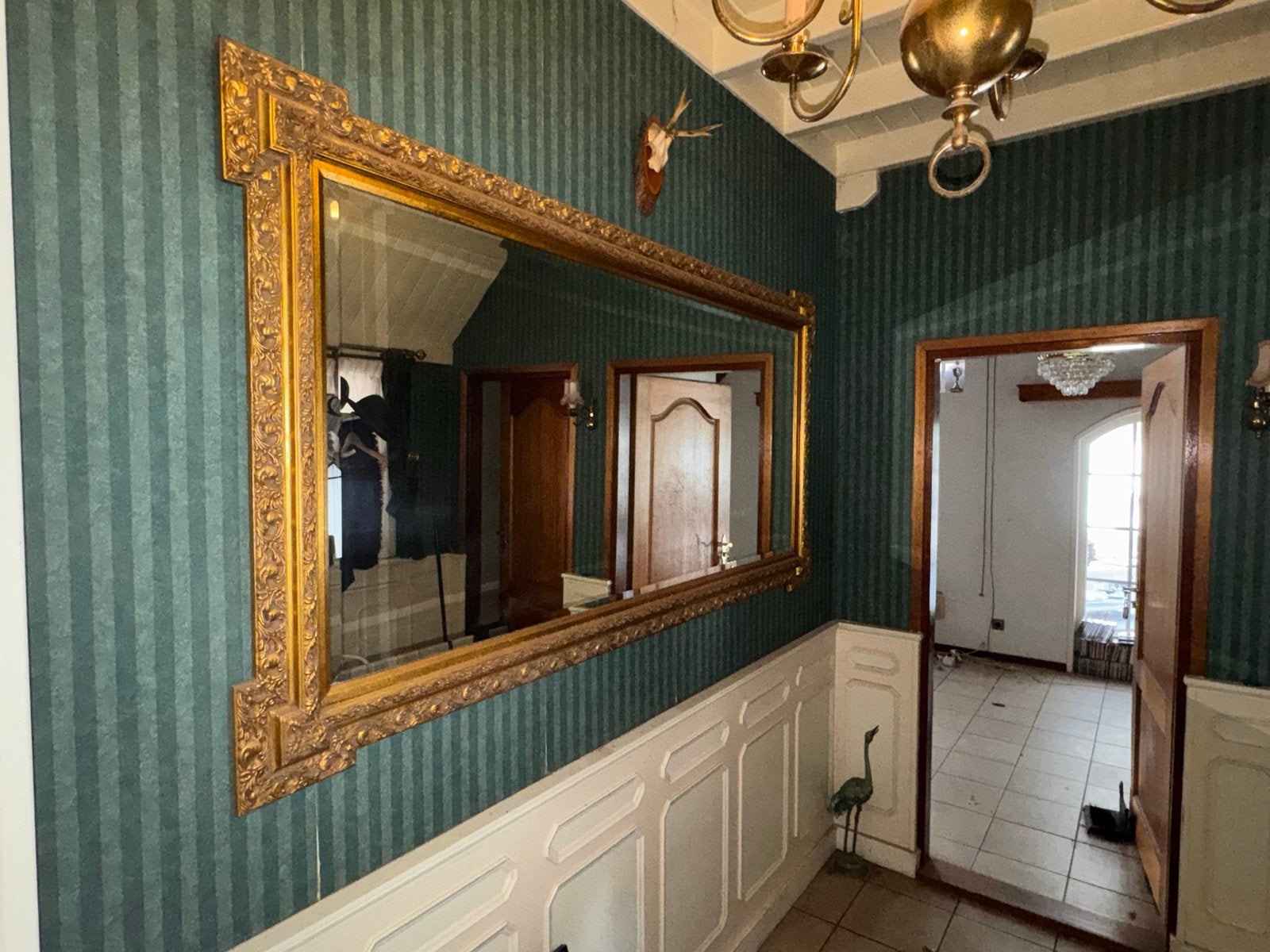 Grote klassieke spiegel facet geslepen 208 x 107 cm, Huis en Inrichting, Woonaccessoires | Spiegels, Ophalen, Gebruikt, 200 cm of meer