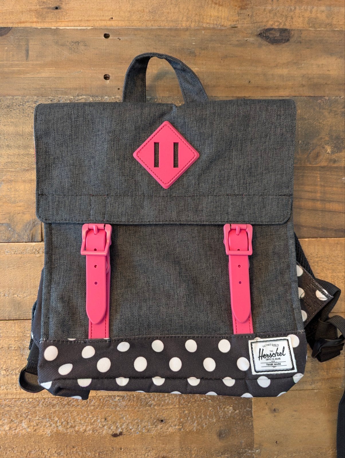 Herschel Kinder Rugzakje - Grijs met Roze Stippen, Sieraden, Tassen en Uiterlijk, Tassen | Rugtassen, Minder dan 30 cm, Nieuw