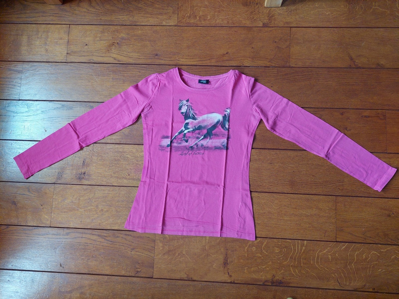 Longsleeve roze met paard, Kinderen en Baby's, Kinderkleding | Maat 170, Meisje, Ophalen of Verzenden, Zo goed als nieuw, Shirt of Longsleeve