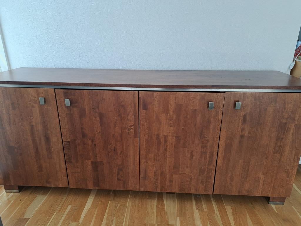 Leuk notenhouten (fineer) dressoir/kast, Ophalen, Gebruikt, 25 tot 50 cm