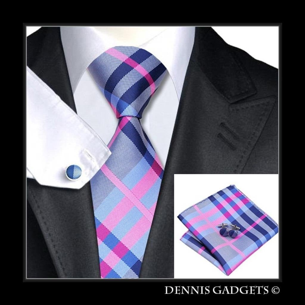 Dennis Gadgets: 100 % zijden stropdas ( 3 delig !! ) DG 0467, Ophalen of Verzenden, Nieuw, Blauw, Met patroon