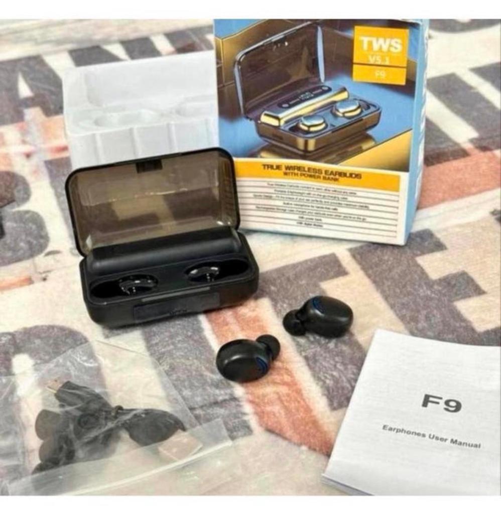 Oordopjes Draadloze Bluetooth V5.0 F9 TWS cover + powerbank, Zwart, In gehoorgang (in-ear), Overige merken, Nieuw