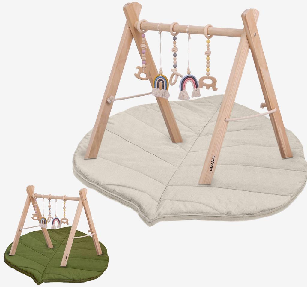 Babygym Hout + dubbelzijdige Speelmat -houten Speelboog Baby
