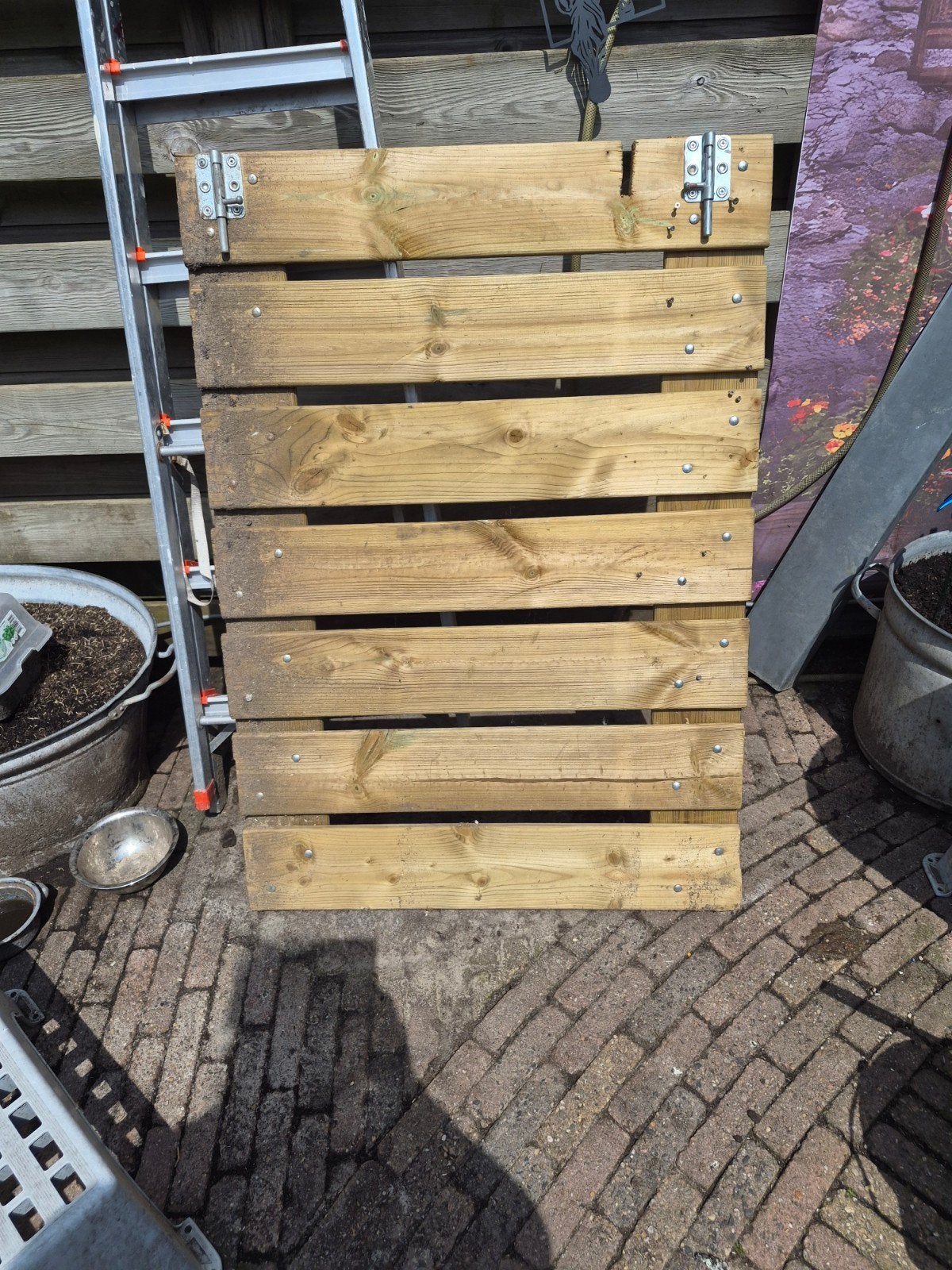 Houten tuinhekje met schuifgrendel, Met poort, Gebruikt, Ophalen of Verzenden, Tuinhek