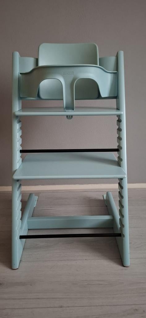 Stokke triptrap aqua blue met babyset en gliders, Ophalen, Zo goed als nieuw, Meegroeistoel