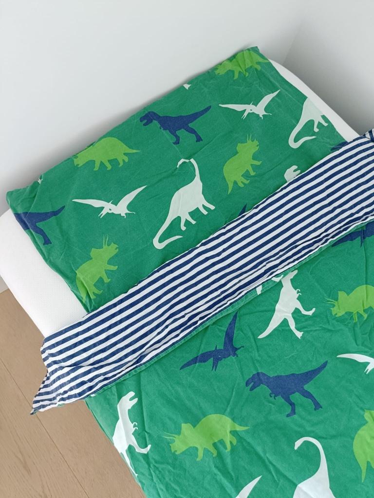 Dino dekbedovertrek 140x200 groen dinosaurussen kind, Gebruikt, Eenpersoons, Dekbedovertrek, Ophalen of Verzenden