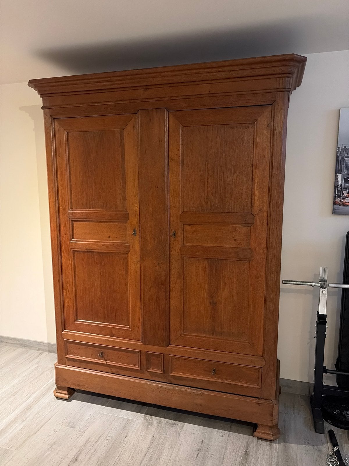 Antieke massief houten kast met 2 deuren en lades, Antiek en Kunst, Antiek | Meubels | Kasten, Ophalen