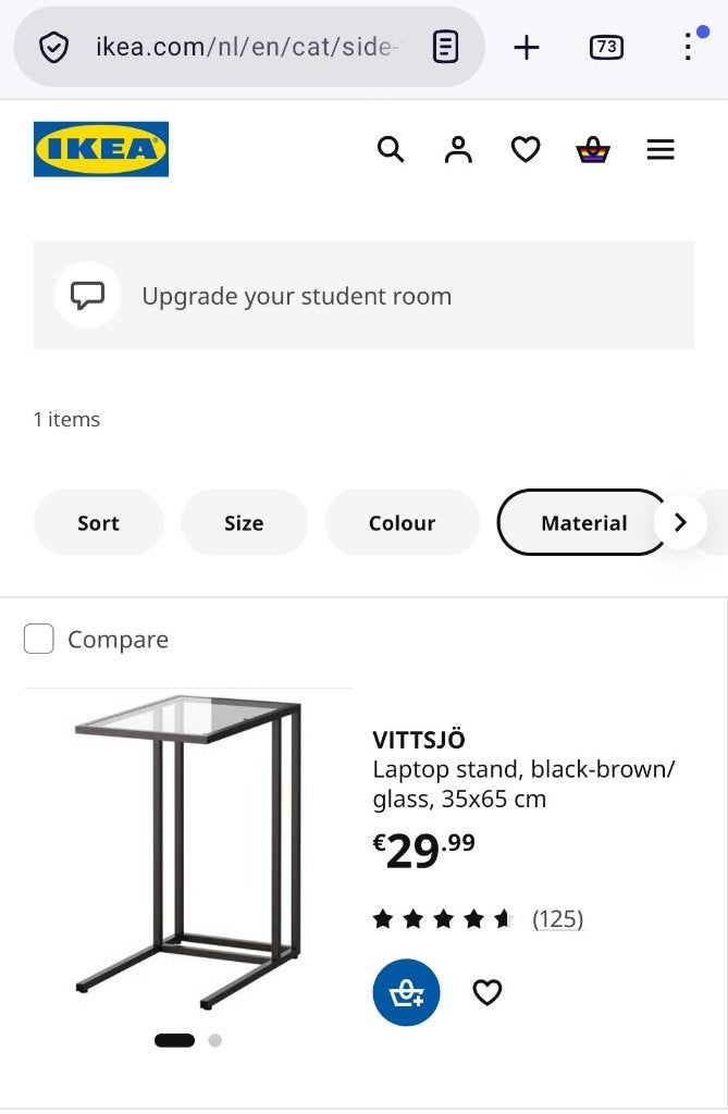 laptop tafel / laptop side table, Ophalen, 50 tot 100 cm, Zo goed als nieuw, Glas