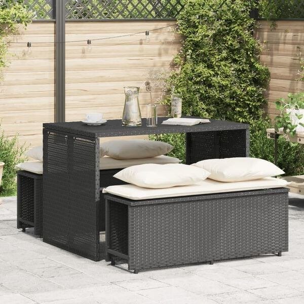 Tuinset tafel met bankjes, Ophalen, Nieuw, Rechthoekig, Wicker