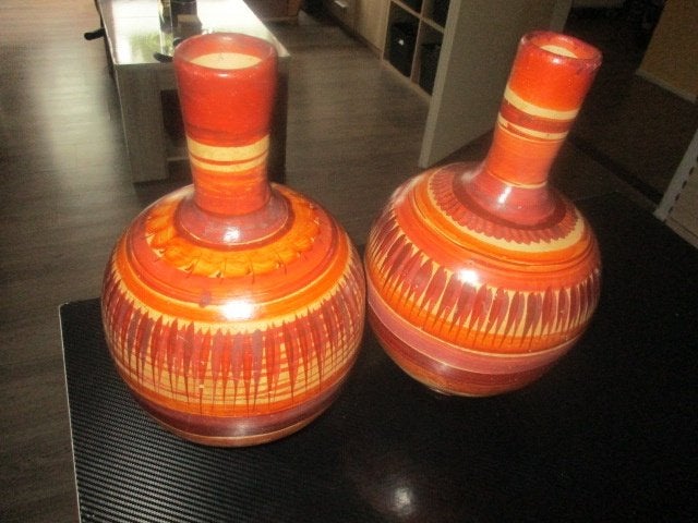 2 merk vazen bruin, Ophalen, Nieuw, Steen/keramiek, 33 cm