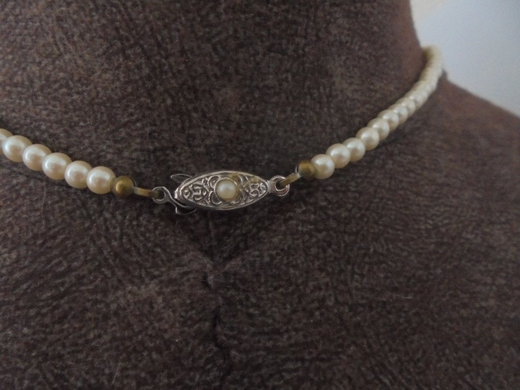 Vintage parelketting sluiting waarschijnlijk zilver, Ophalen of Verzenden, Zo goed als nieuw, Zilver, Zilver