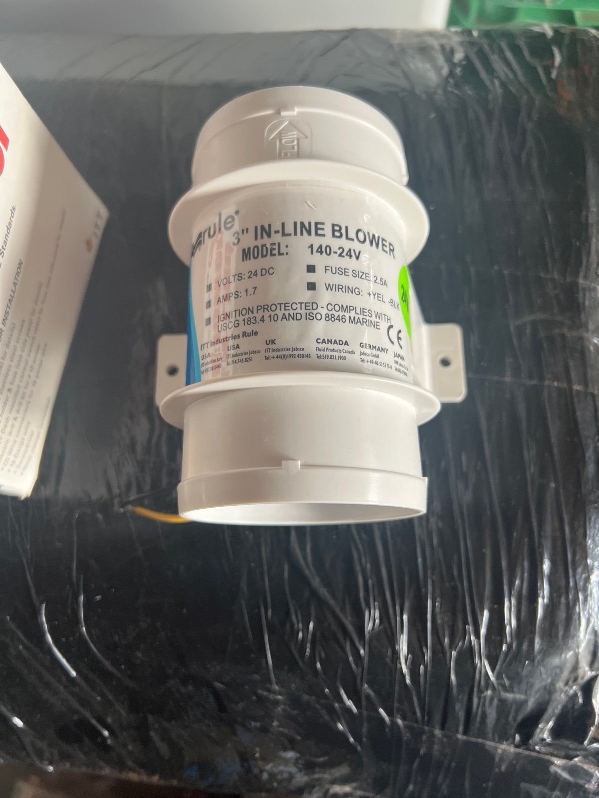 Rule In-Line Blower 3" 140-24V Ventilator, Ophalen of Verzenden, Nieuw, Motor en Techniek