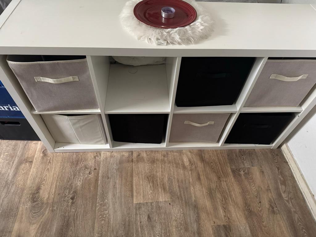 IKEA Kallax kast met 8 vakken en opbergboxen, Ophalen, Gebruikt