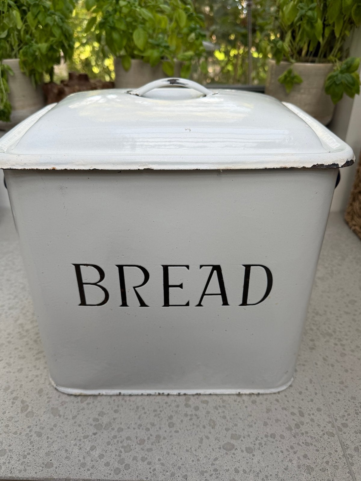 Vintage Broodtrommel - Wit Emaille met 'BREAD' Opdruk, Ophalen of Verzenden