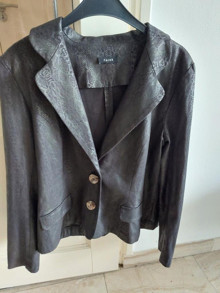 Farah dames blazer met slangenprint - Maat M, Kleding | Dames, Jassen | Zomer, Zo goed als nieuw, Maat 38/40 (M), Zwart, Ophalen of Verzenden