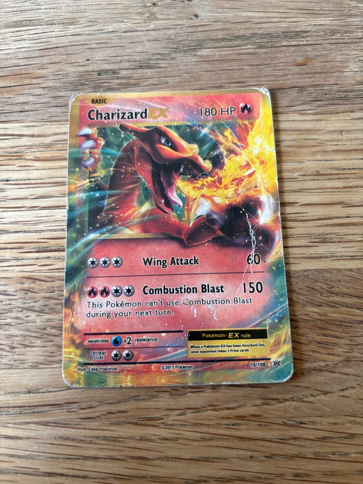 Charizard EX 12/108 Pokémon Kaart - Gebruikt, Ophalen of Verzenden, Gebruikt, Losse kaart, Foil