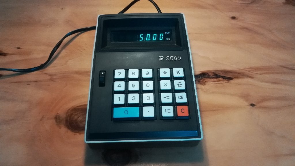 Vintage Vroom&Dreesman TE8000 elektronische calculator, Antiek en Kunst, Ophalen of Verzenden