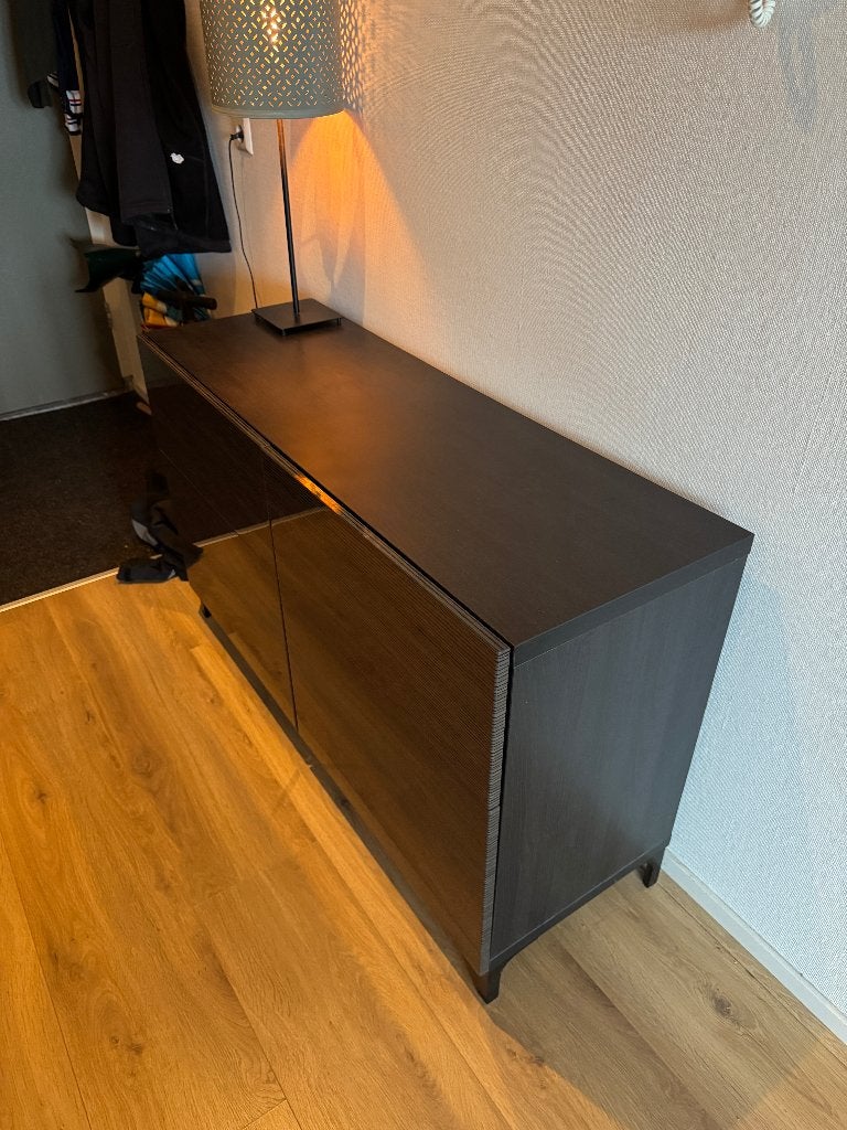 IKEA BESTÅ dressoir – donkerbruin/donkergrijs (MOET WEG!), Huis en Inrichting, Ophalen, Gebruikt, 100 tot 150 cm, Met lade(s)