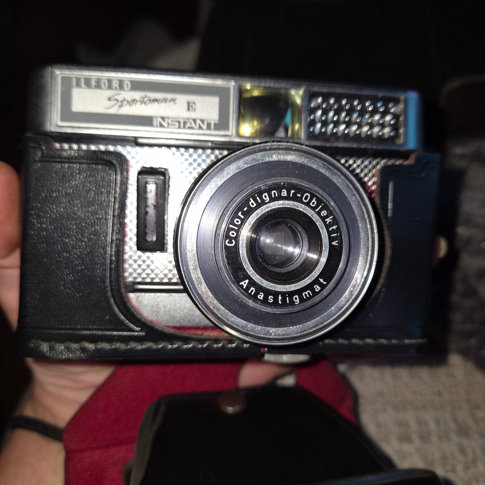 Vintage Ilford Sportsman E Instant Camera met Minolta tas, Ophalen of Verzenden, Compact, Overige Merken