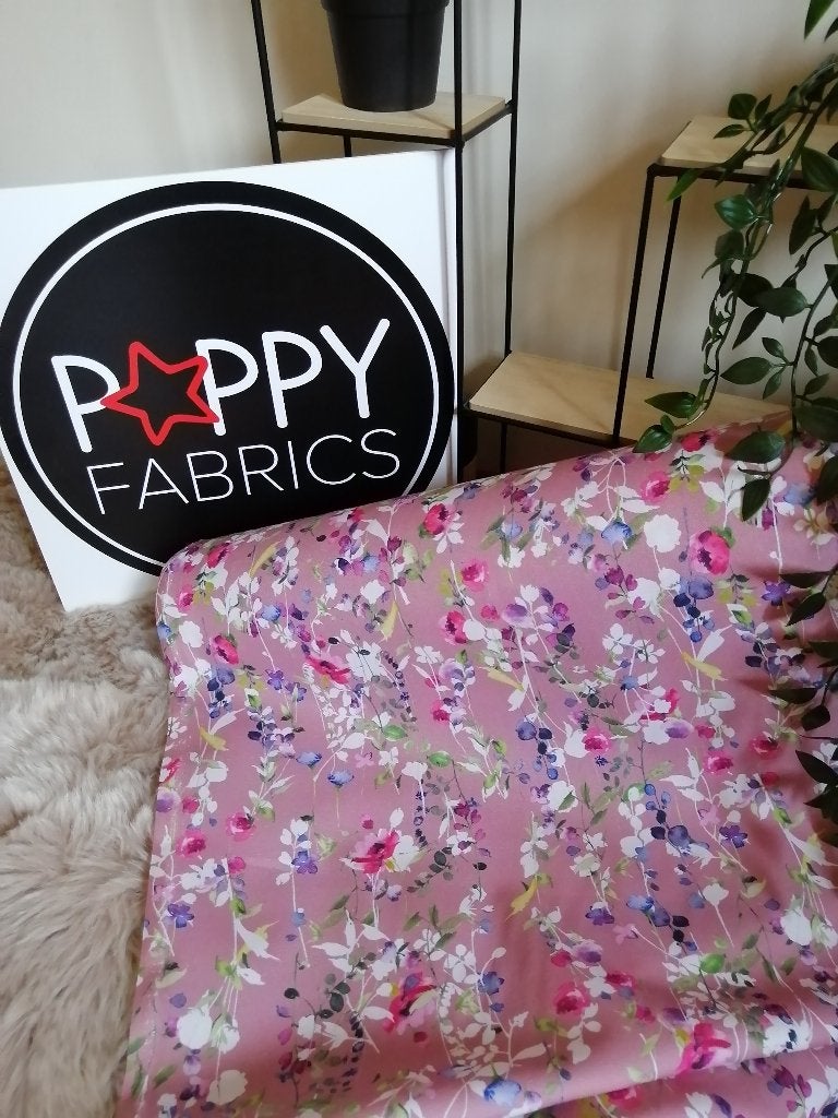 OUTLET : Canvas stof romantische bloemen, blush., Overige kleuren, 120 cm of meer, Ophalen of Verzenden, Katoen