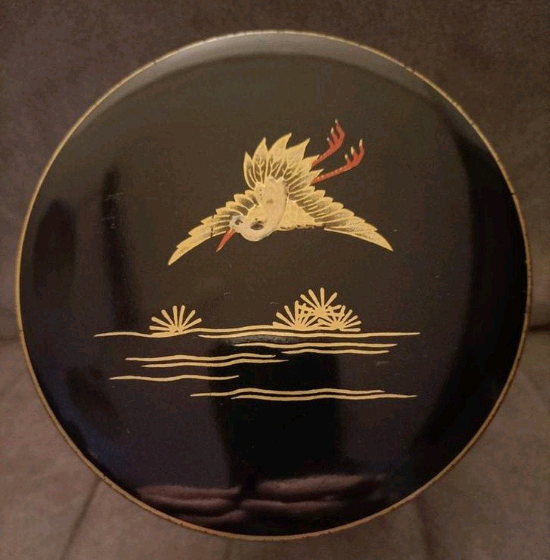 Vintage blik met Kraanvogels, Ophalen of Verzenden