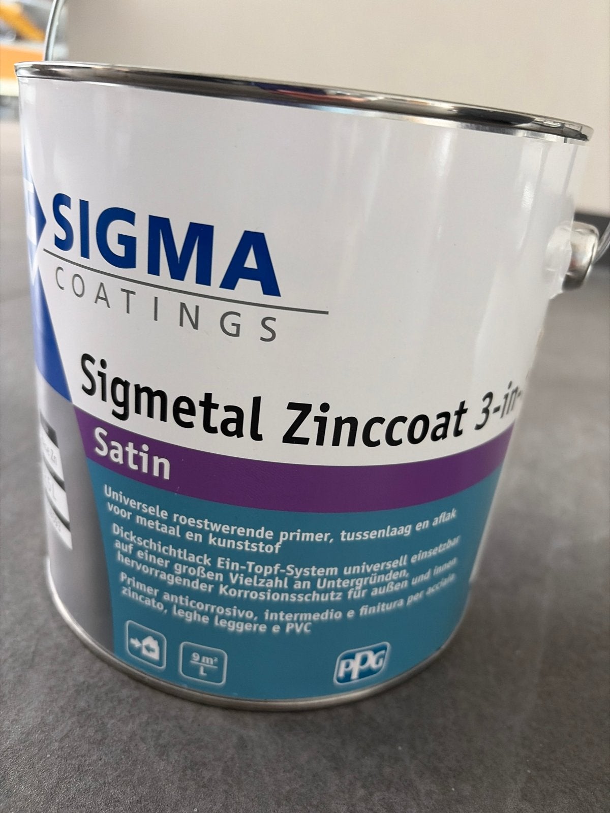 Sigma Sigmetal Zinccoat 3-in-1 Satin Verf - Staalblauw, Blauw, Nieuw, Ophalen of Verzenden, Verf