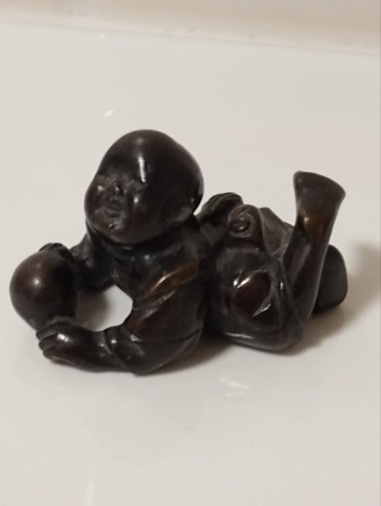 Antiek japans bronzen netsuke, Ophalen of Verzenden