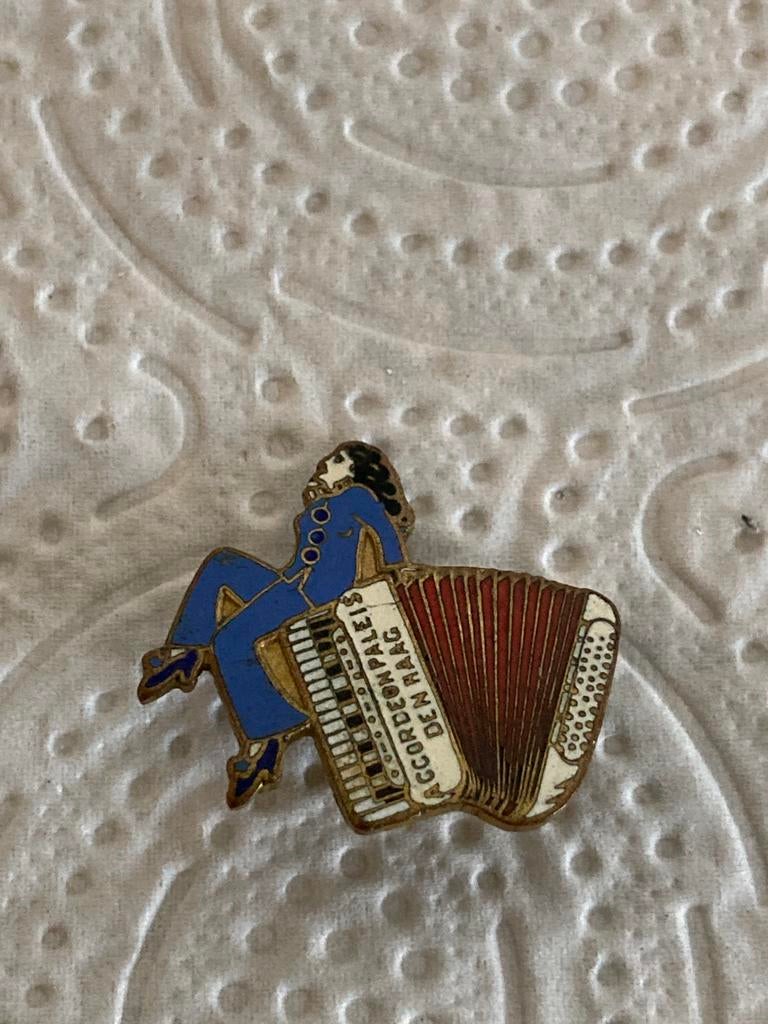 Broche accordeonpaleis blauw, Ophalen of Verzenden, Gebruikt, Blauw, Overige materialen