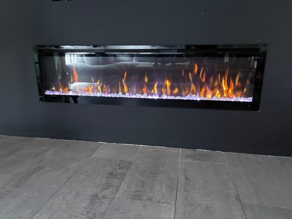 Moderne Elektrische Haard - 164cm Breed met Decoratie, Ophalen, Zo goed als nieuw, Inbouwhaard, Elektrische haard