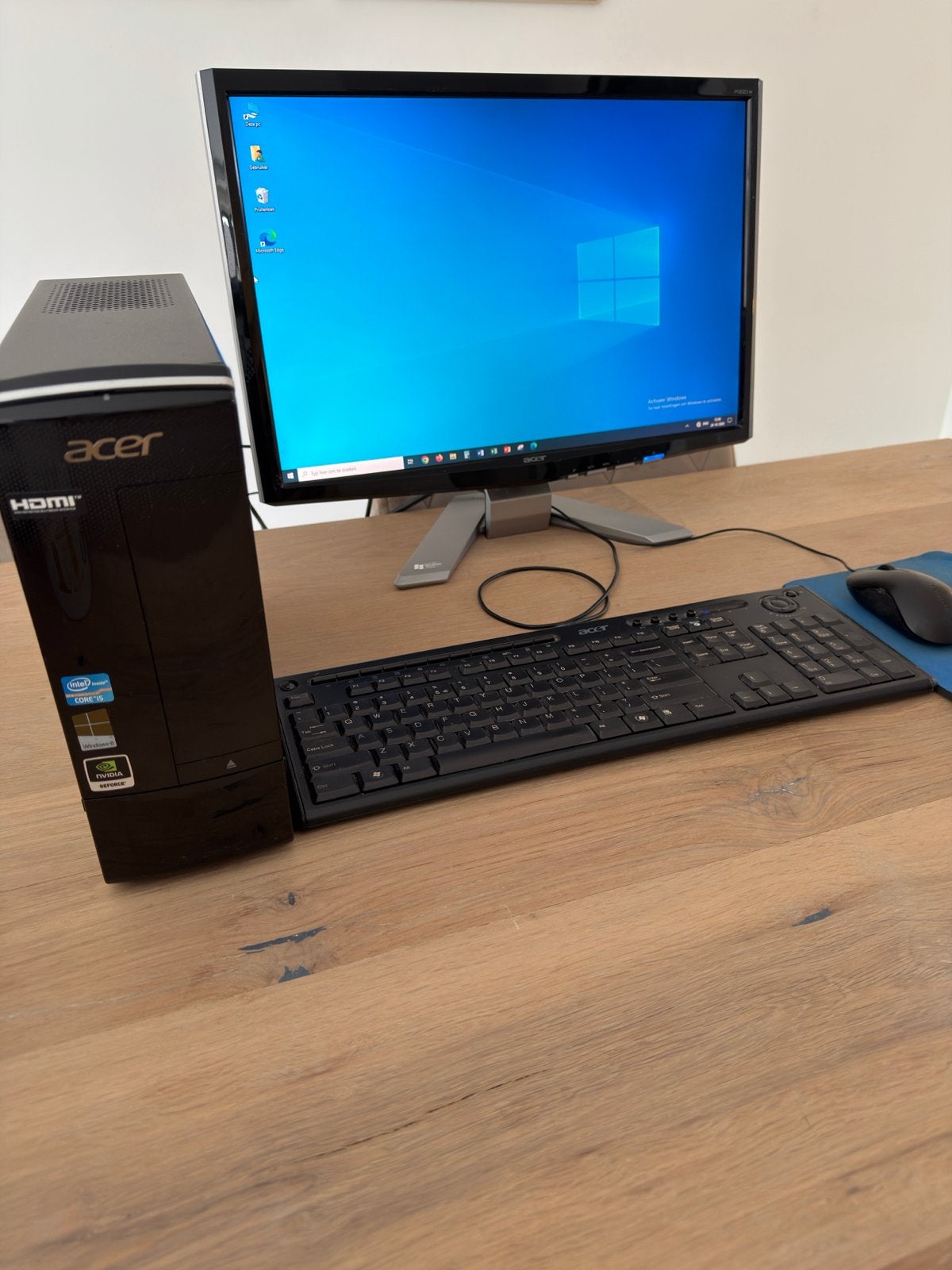 Acer Aspire X3995 Desktop PC met windows 10 pro + Monitor, Computers en Software, Ophalen, Gebruikt, HDD, 8 GB