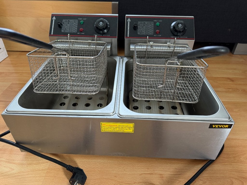 Vevor dubbele frituur, Witgoed en Apparatuur, 2 tot 3 liter, Ophalen of Verzenden, Zo goed als nieuw, Duo-friteuse