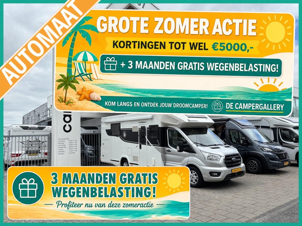 Benimar Tessoro T 494 AUTOMAAT QUEENSBED+HEFBED DAKAIRCO, Caravans en Kamperen, Automaat, Ringverwarming, Ford, Bedrijf