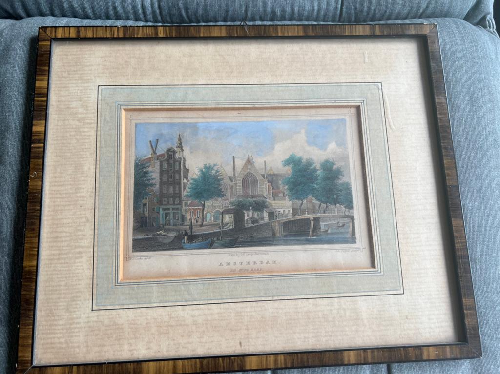 Prent Amsterdam - Oude Kerk, 26 cm, Stadsgezicht, Ophalen of Verzenden, 31 cm