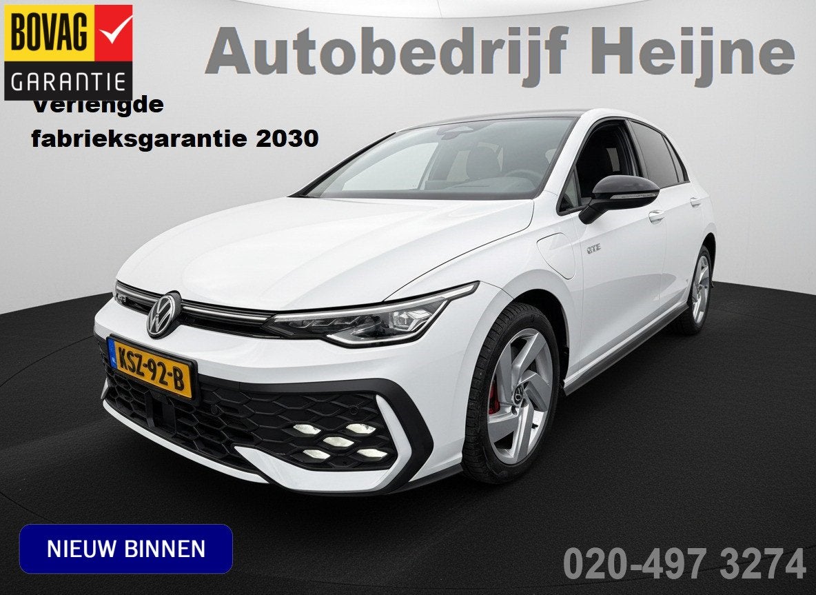 Volkswagen Golf GTE 1.5 272PK DSG HYBRID GTE-SPORT 360°CAME, 77 km/l, 4 cilinders, Verwarmde buitenspiegels, Wit