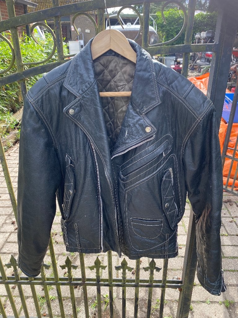 vintage leren jassen, Ophalen of Verzenden, Gedragen, Maat 48/50 (M), Overige kleuren