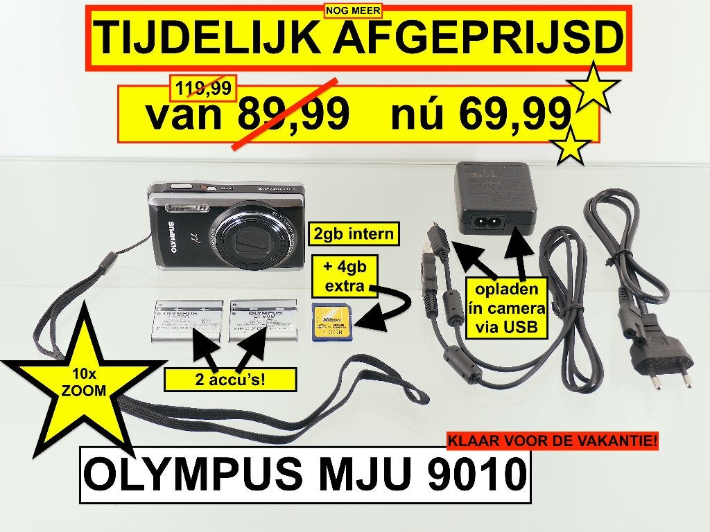 Olympus mju 9010 10x zoom 14mp werkt met 4GB SD-kaart, 14 megapixels, Beeldstabilisatie, Ophalen of Verzenden, Zo goed als nieuw