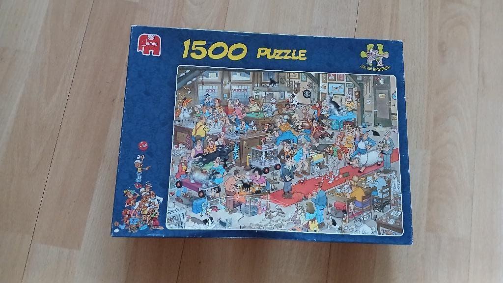 DE HONDENSHOW JAN VAN HAASTEREN 1500 stukjes, Ophalen of Verzenden, 500 t/m 1500 stukjes, Gebruikt, Legpuzzel
