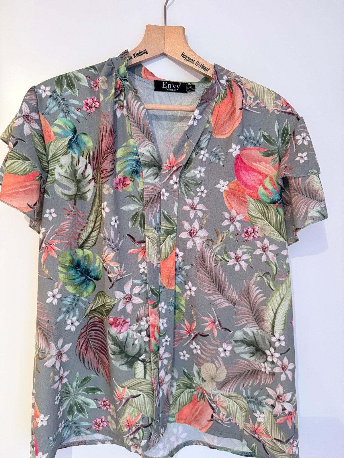Envy Collection Blouse met Tropische Print - Maat L/XL, Verzenden, Zo goed als nieuw, Maat 42/44 (L), Meerkleurig