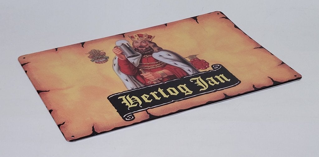 Hertog Jan bier logo geel reclamebord van metaal wandbord, Verzamelen, Biermerken, Ophalen of Verzenden, Nieuw, Reclamebord, Plaat of Schild