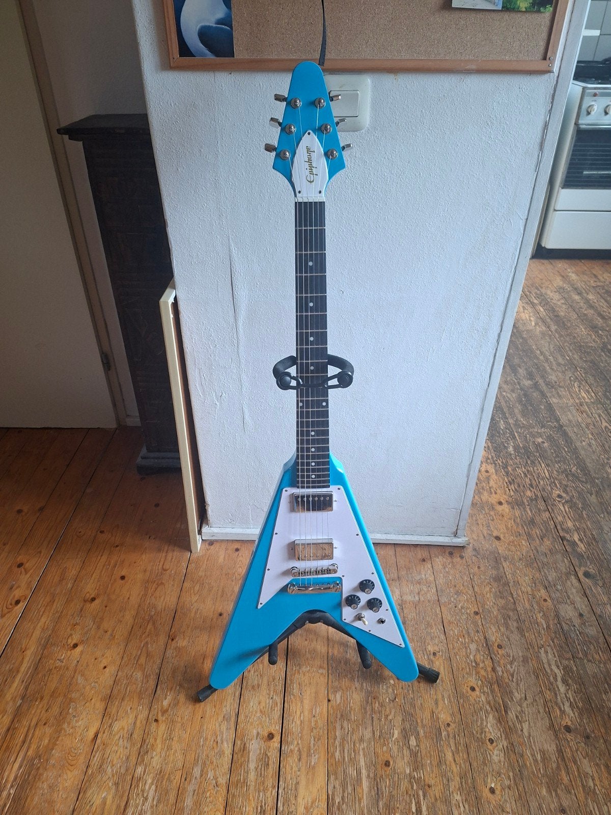 Epiphone Flying V 70s Maui Blue - Zo goed als nieuw, Ophalen, Zo goed als nieuw, Solid body, Epiphone