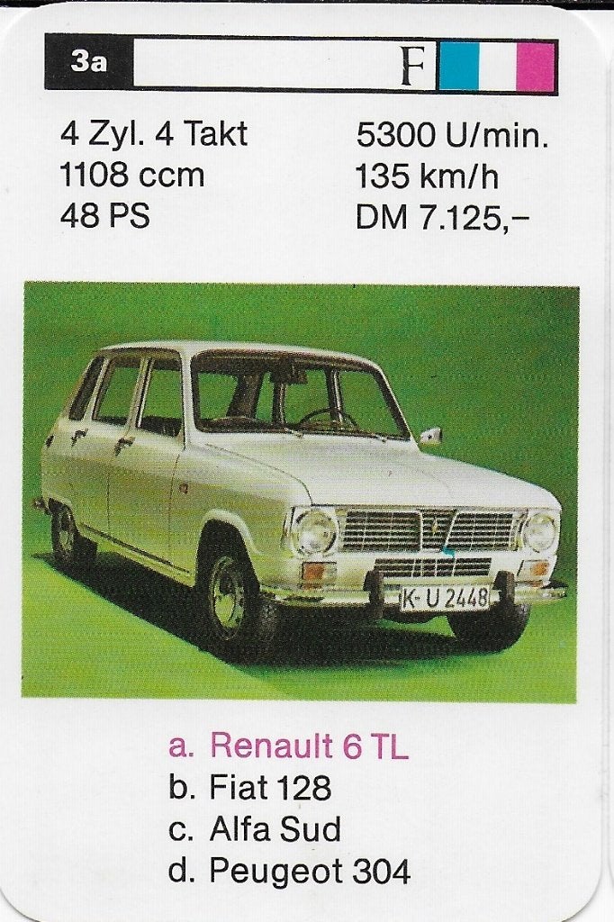 X22 autokaartje renault 6 tl, Ophalen of Verzenden, Zo goed als nieuw, Auto's