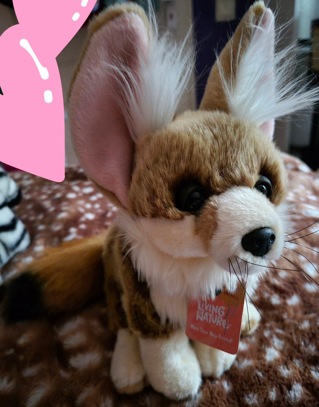 fennec fox/woestijn vos knuffel living nature NIEUW!, Overige merken, Overige karakters, Korrelvulling, Nieuw