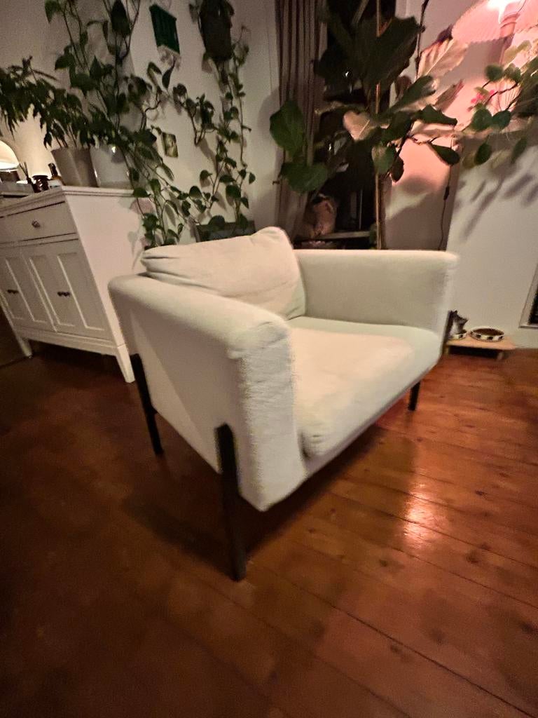 Comfortabele fauteuil - Crème wit, Ophalen, Gebruikt, Stof, 75 tot 100 cm