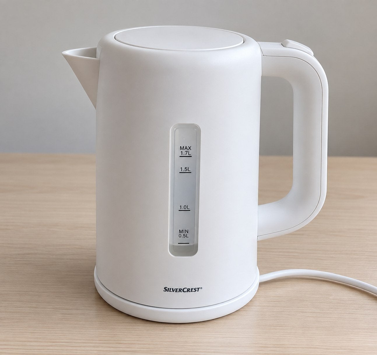 SilverCrest Waterkoker Wit - 1.7L, 1 tot 2 liter, Ophalen of Verzenden, Zo goed als nieuw, Draadloos