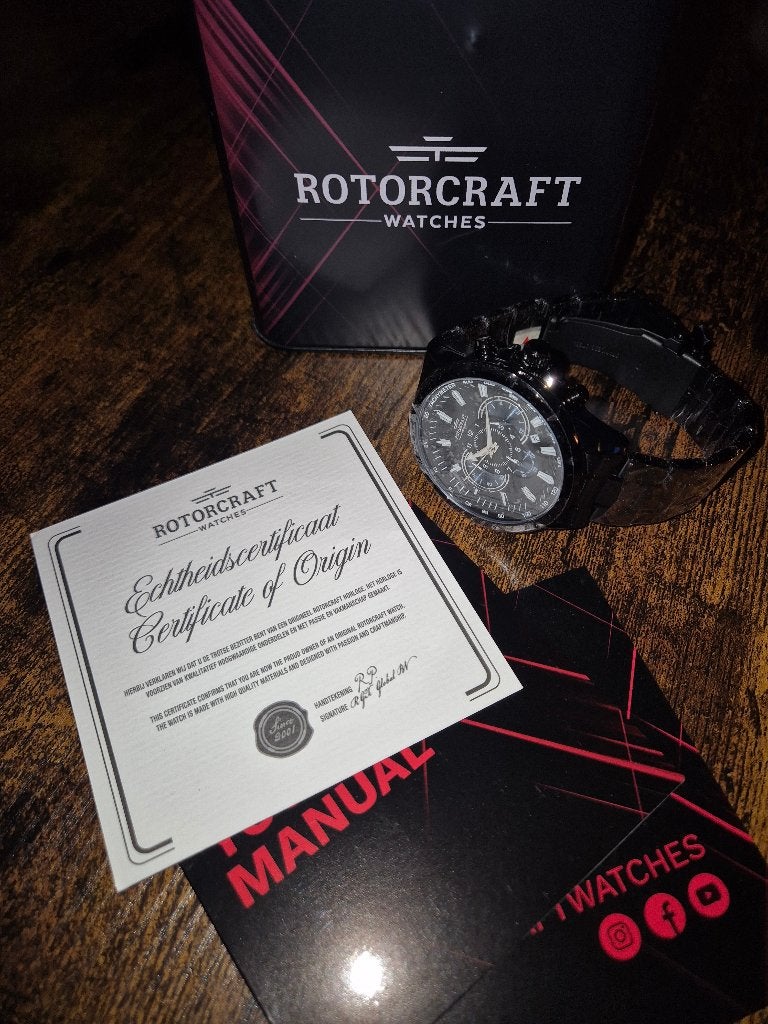 Nieuw: Rotorcraft Savage RC4505 zwart horloge, Overige merken, Staal, Staal, Polshorloge