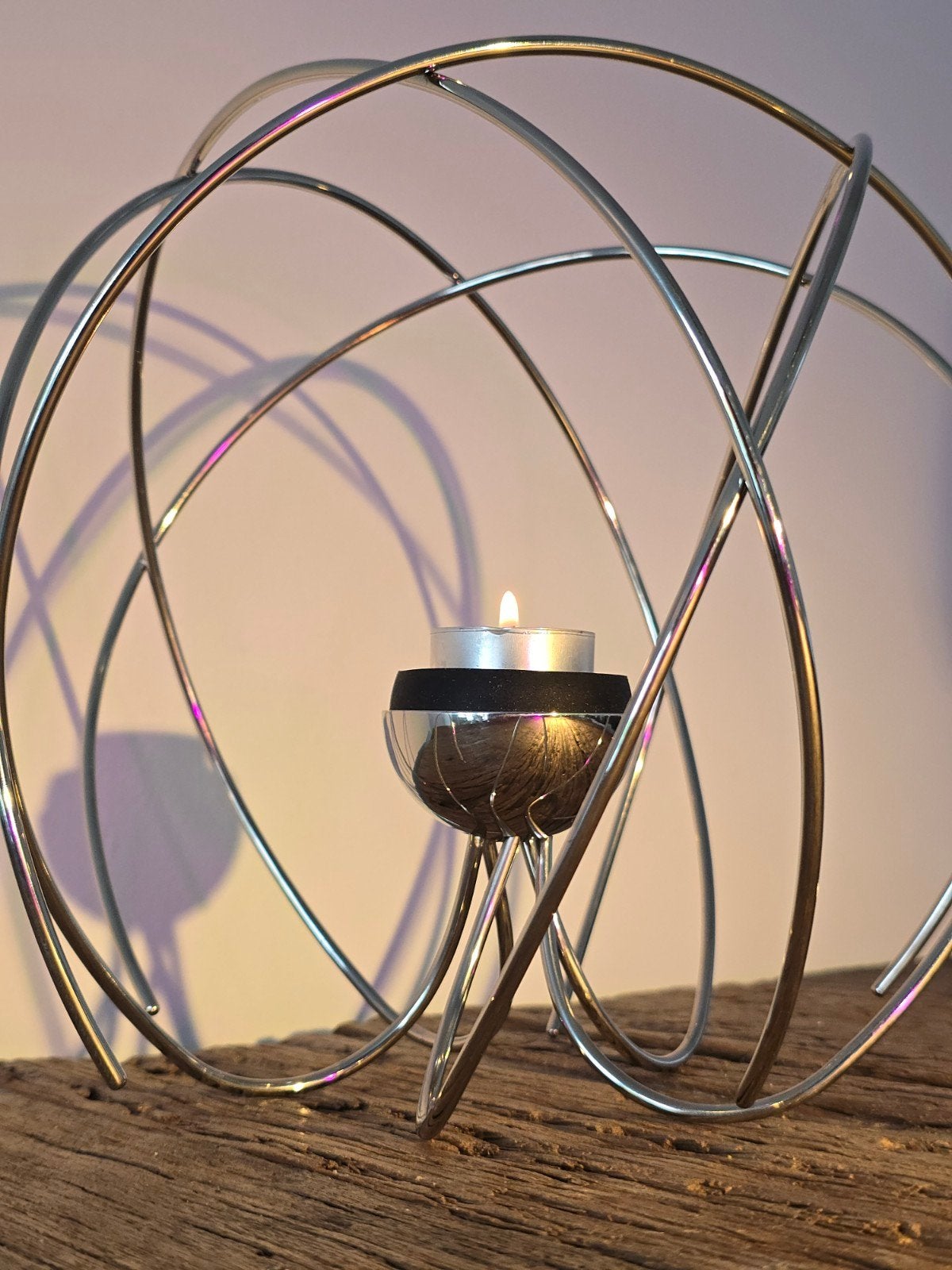 Vintage Space Age Chroom Waxinelichthouder - Atomisch Design, Ophalen of Verzenden