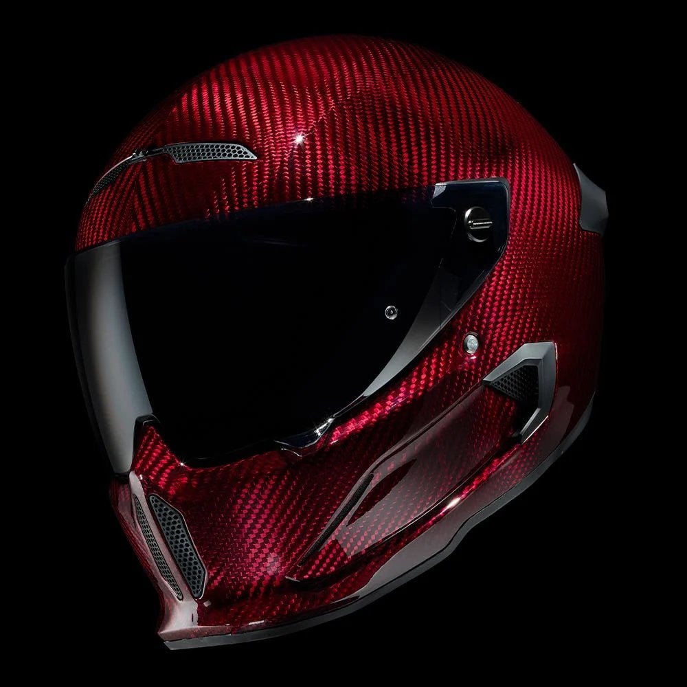 Ruroc Atlas 4.0 Carbon Ruby motorhelm met Shockwave, Heren, Integraalhelm, L, Tweedehands
