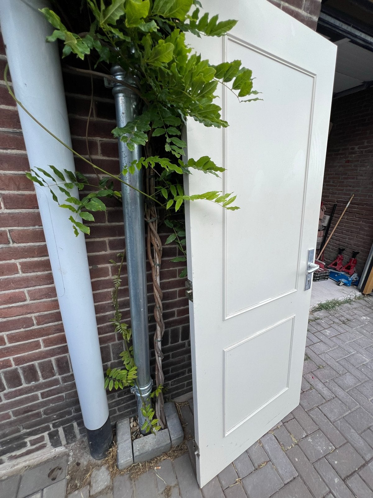 Massief houten deur met 3-punts slot - 211x83cm, Ophalen, Gebruikt, 80 tot 100 cm, Buitendeur
