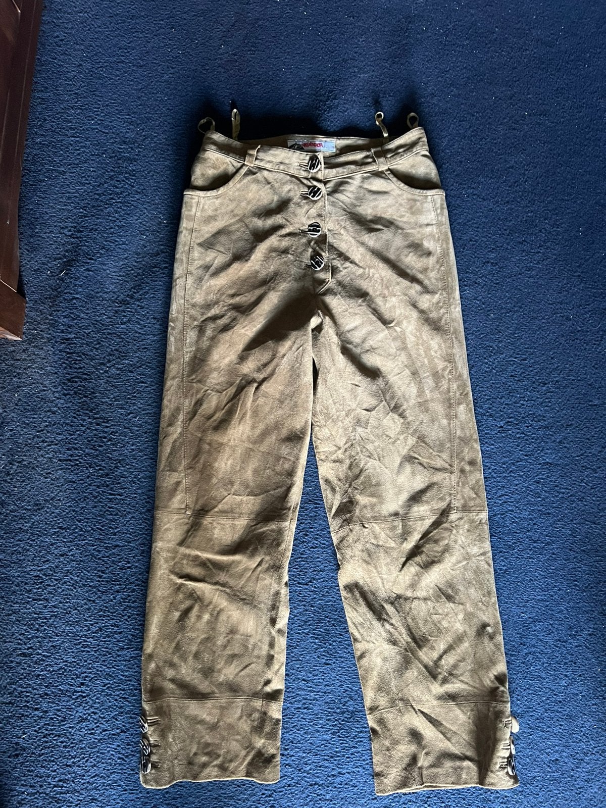 Vintage Lange Bruine Dames Suede / Leren Lederhose / Alphorn, Ophalen of Verzenden, Kleding, Maat 46 (S) of kleiner, Overige thema's