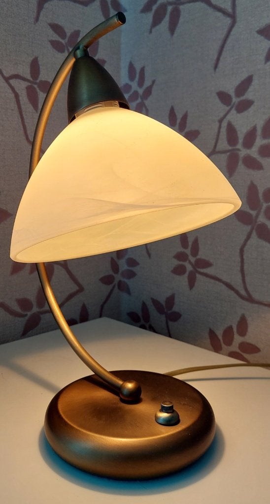 Vintage tafel/bureau lamp, stijl Steinhauer, Huis en Inrichting, Lampen | Tafellampen, Ophalen, Gebruikt, Glas